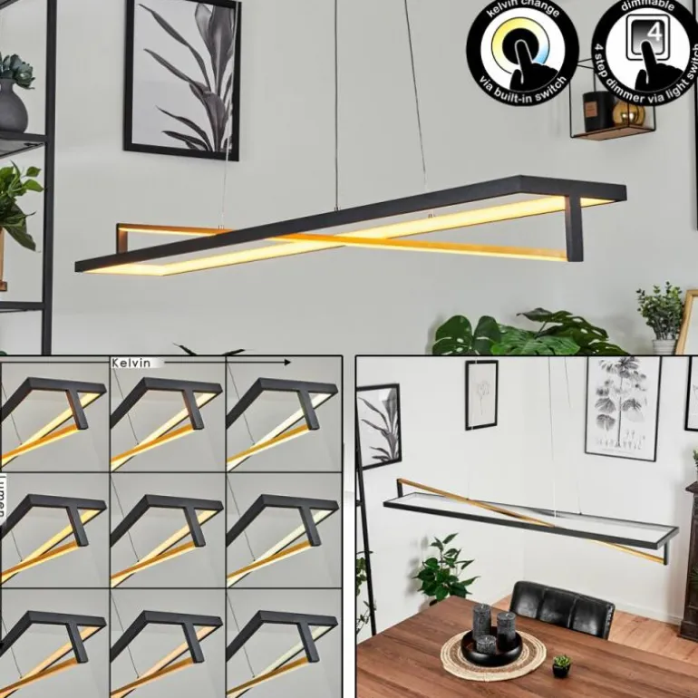 Suspension Rung LED Noir, 1 lumière