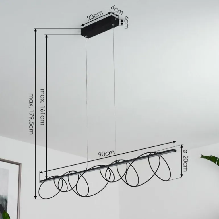 Suspension Saba LED Noir, 1 lumière