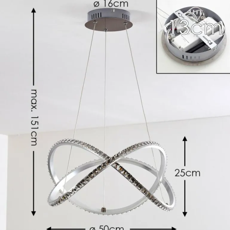 Suspension Saginaw LED Nickel mat, 1 lumière, Télécommandes, Changeur de couleurs