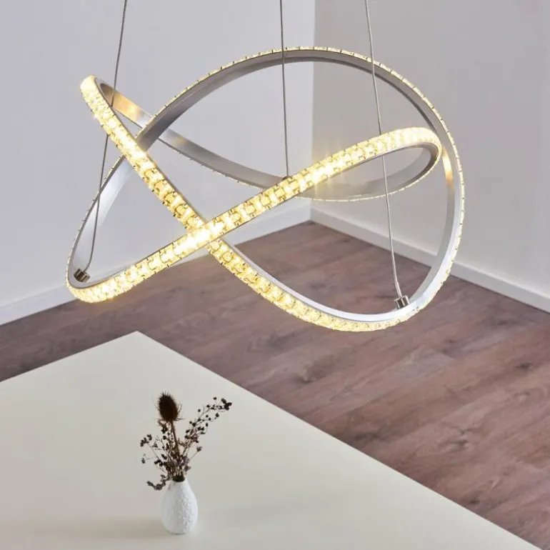Suspension Saginaw LED Nickel mat, 1 lumière, Télécommandes, Changeur de couleurs