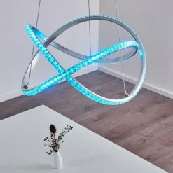 Suspension Saginaw LED Nickel mat, 1 lumière, Télécommandes, Changeur de couleurs