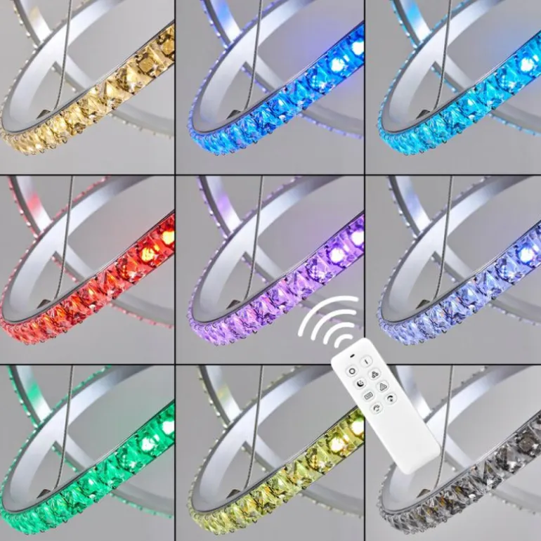 Suspension Saginaw LED Nickel mat, 1 lumière, Télécommandes, Changeur de couleurs
