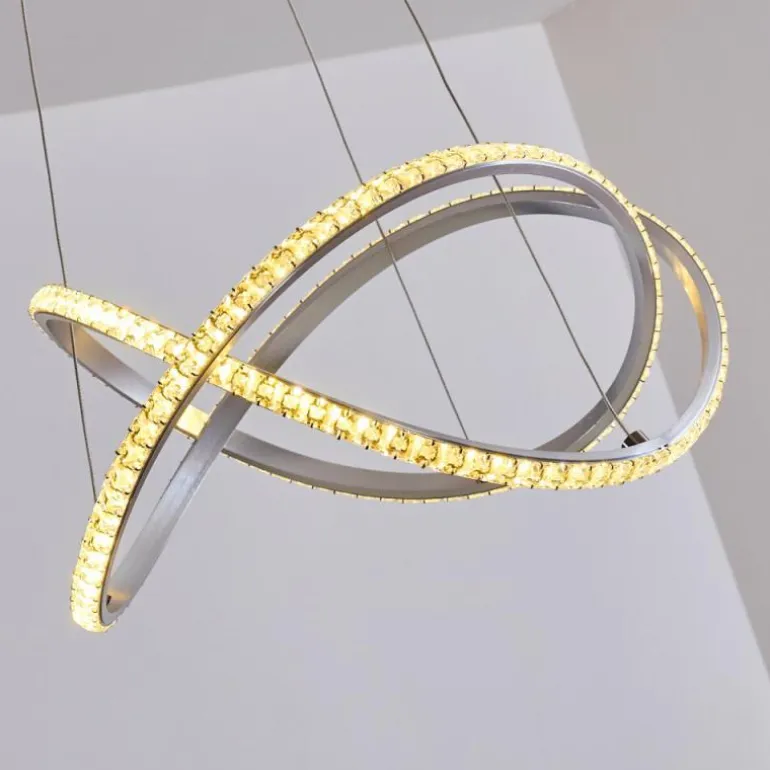 Suspension Saginaw LED Nickel mat, 1 lumière, Télécommandes, Changeur de couleurs