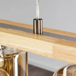 Suspension Saltaire Bois clair, Argenté, 5 lumières