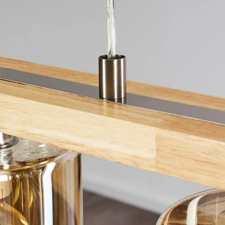 Suspension Saltaire Bois clair, Argenté, 5 lumières
