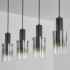 Suspension Sambour Noir, 4 lumières