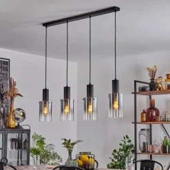 Suspension Sambour Noir, 4 lumières