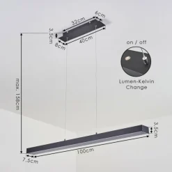 Suspension Seaton LED Noir, 1 lumière