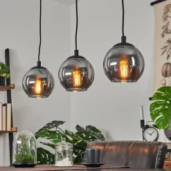 Suspension Sernf Noir, 3 lumières