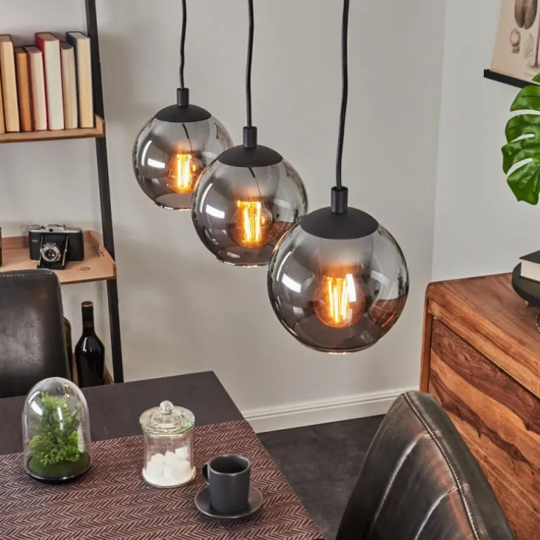 Suspension Sernf Noir, 3 lumières