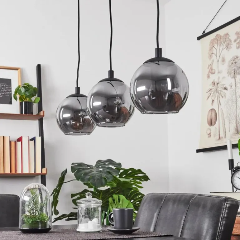 Suspension Sernf Noir, 3 lumières