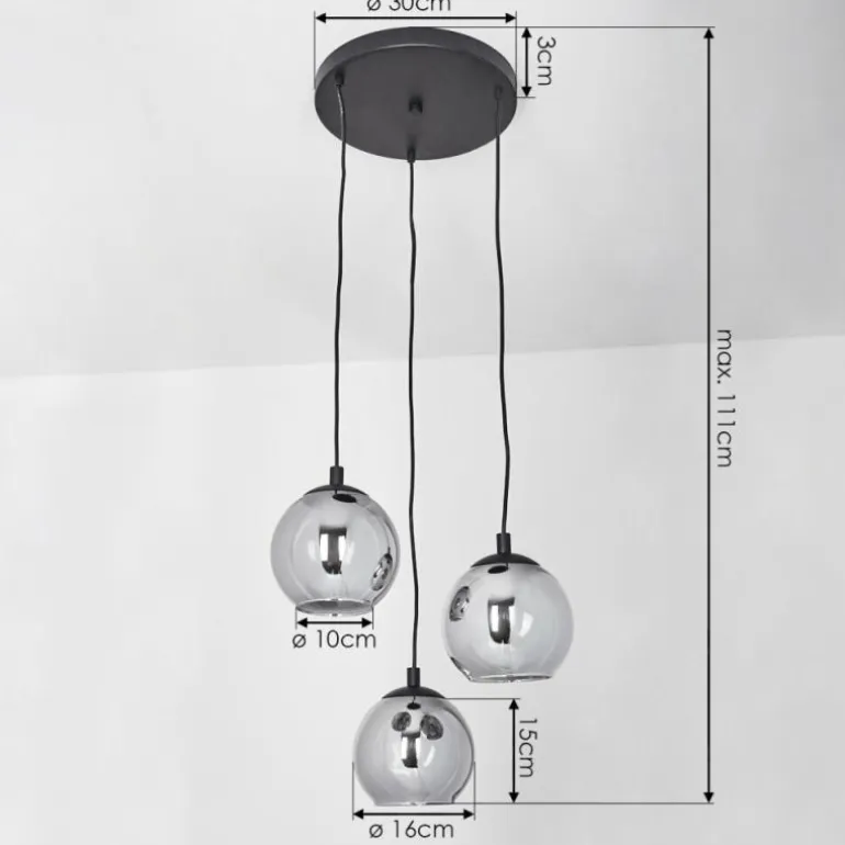 Suspension Sernf Noir, 3 lumières