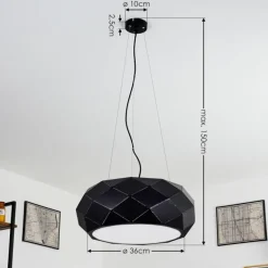 Suspension Shouver Noir, 3 lumières