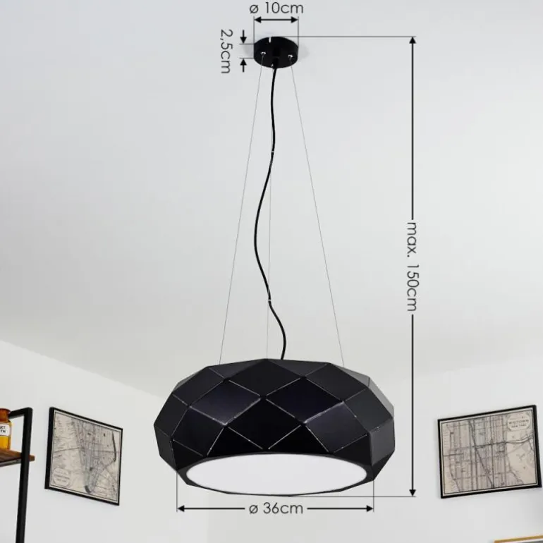 Suspension Shouver Noir, 3 lumières