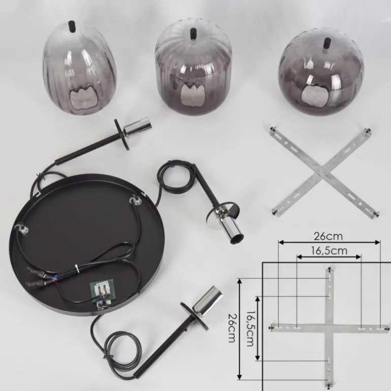 Suspension Skiatook Noir, 3 lumières