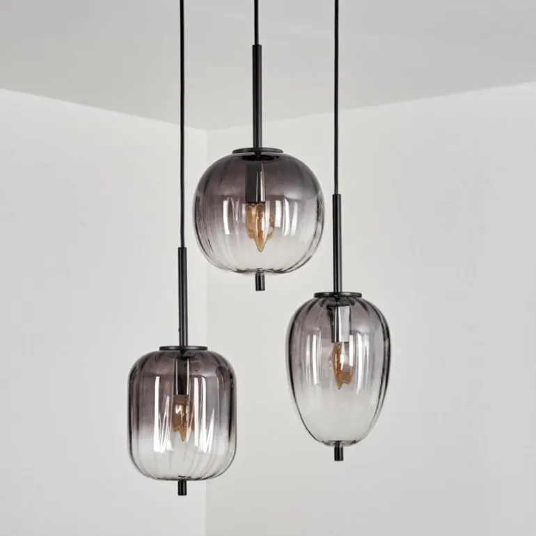 Suspension Skiatook Noir, 3 lumières