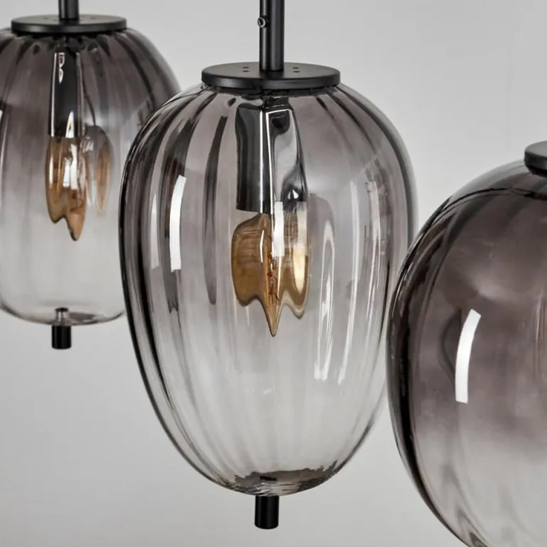 Suspension Skiatook Noir, 4 lumières