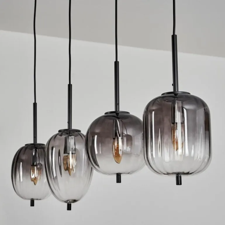 Suspension Skiatook Noir, 4 lumières