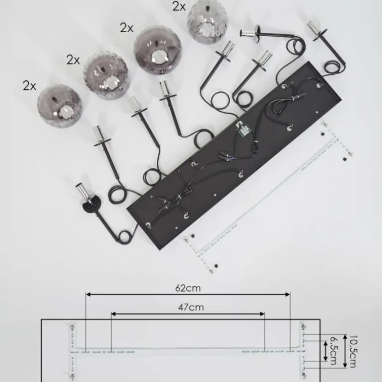 Suspension Skiatook Noir, 8 lumières