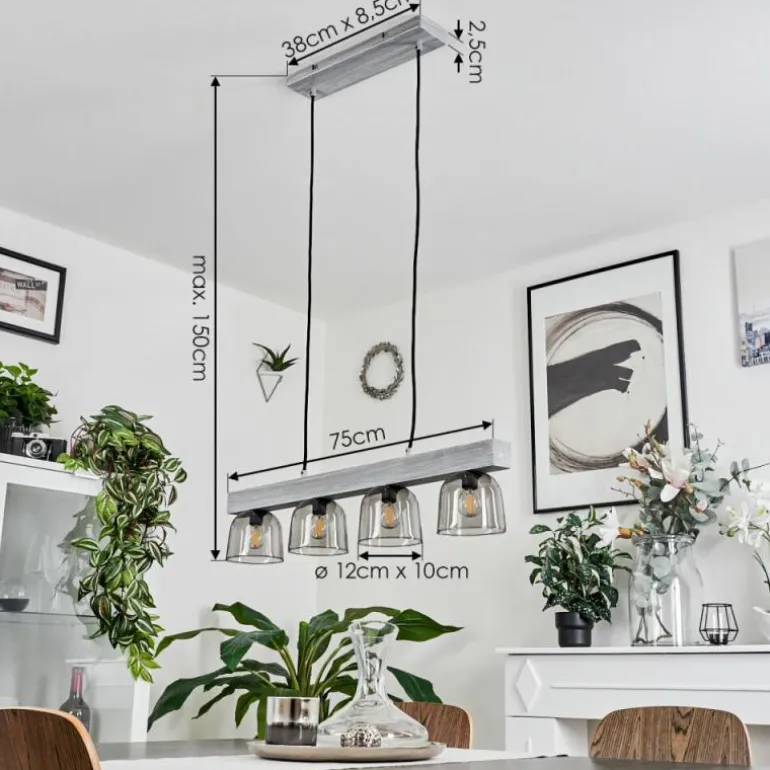 Suspension Skovde Argenté, 4 lumières