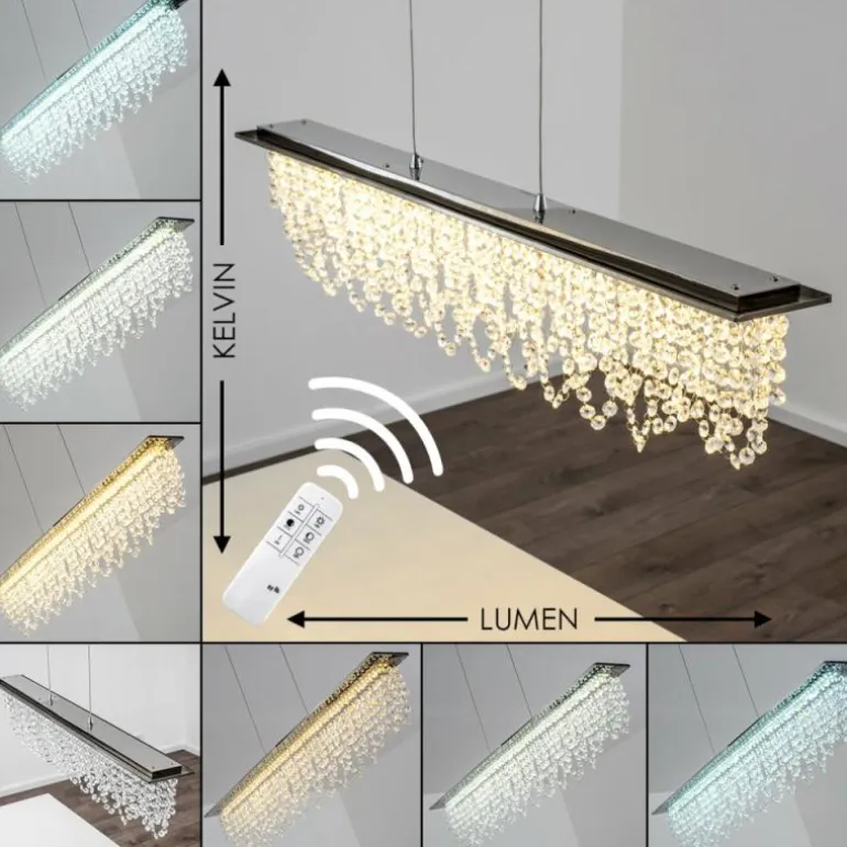 Suspension Slidre LED Chrome, 1 lumière, Télécommandes