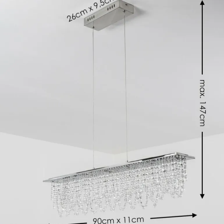 Suspension Slidre LED Chrome, 1 lumière, Télécommandes