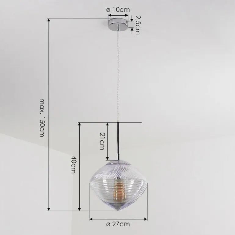 Suspension Sénal Chrome, 1 lumière