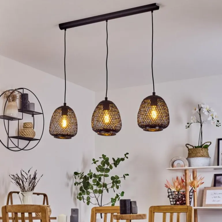 Suspension Solera Noir, 3 lumières