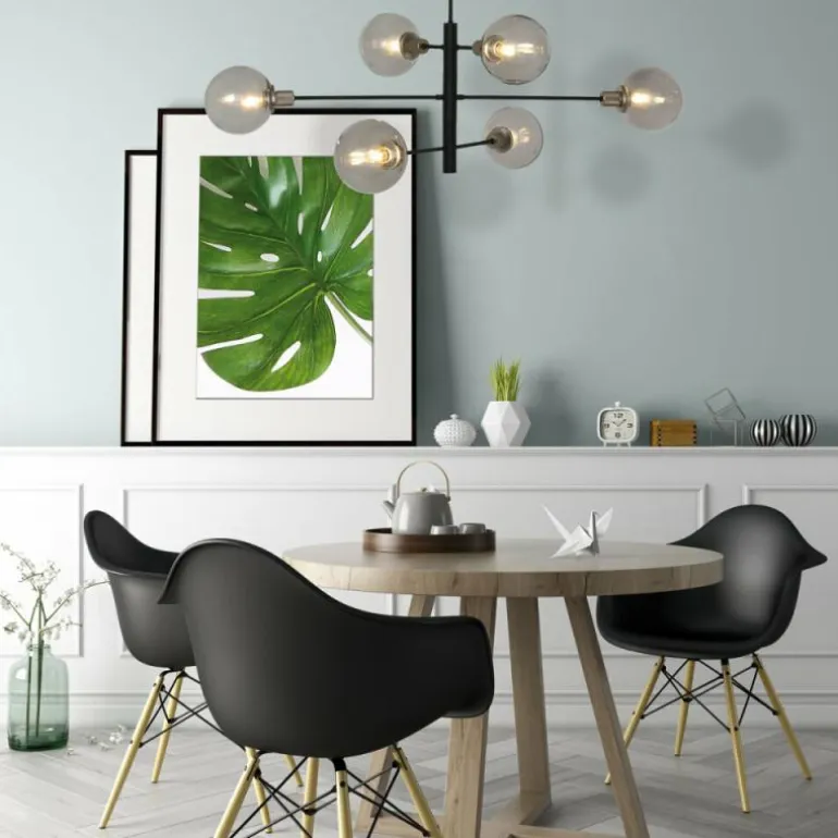 Suspension Steinhauer Constellation Gris, Noir, 6 lumières
