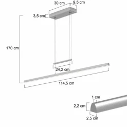 Suspension Steinhauer Profilo LED Acier brossé, 1 lumière
