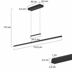 Suspension Steinhauer Profilo LED Noir, 1 lumière