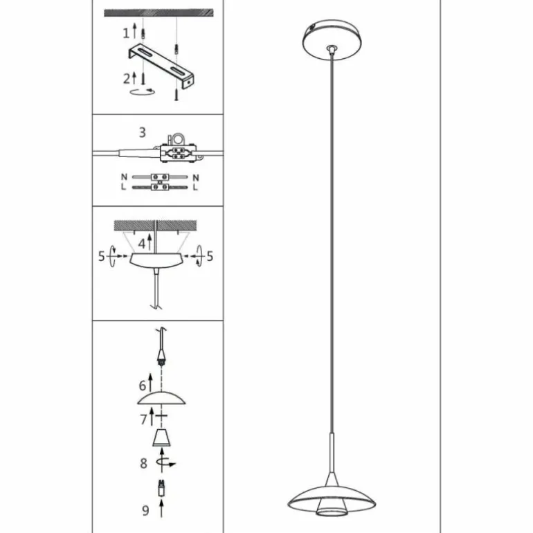 Suspension Steinhauer Tallerken LED Acier inoxydable, Blanc, 1 lumière