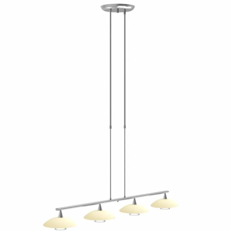 Suspension Steinhauer Tallerken LED Acier inoxydable, Blanc, 4 lumières