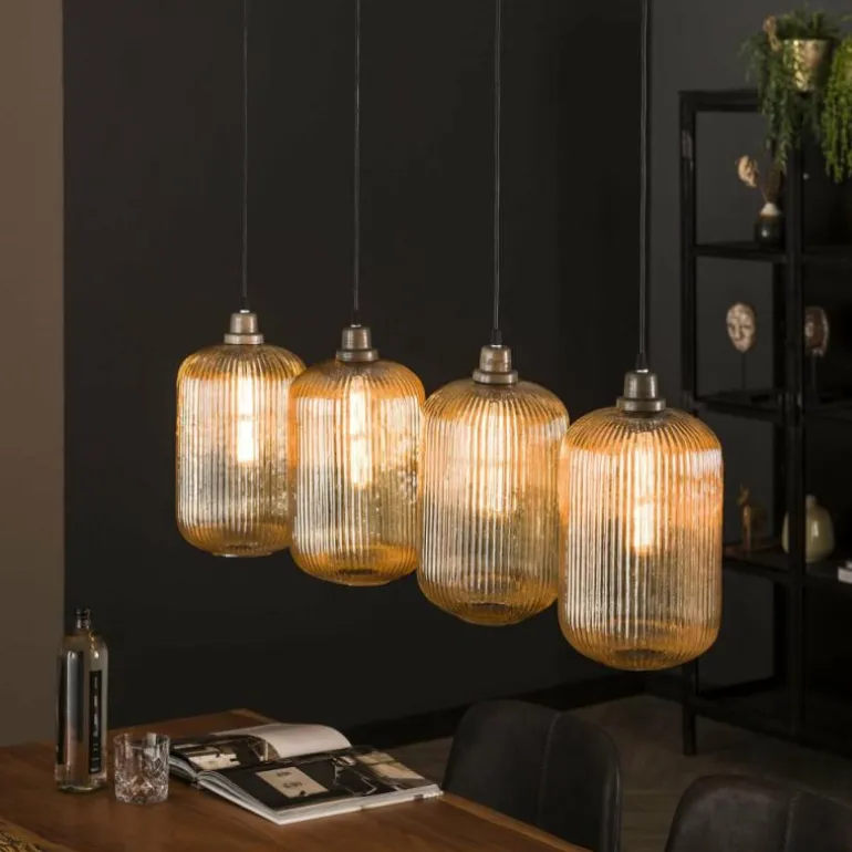 Suspension Stripe Gris, 4 lumières