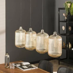 Suspension Stripe Gris, 4 lumières