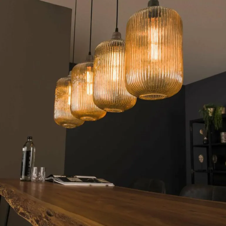 Suspension Stripe Gris, 4 lumières