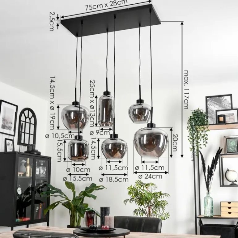 Suspension Talok Fumé, 6 lumières