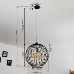 Suspension Tawasu Noir, 1 lumière