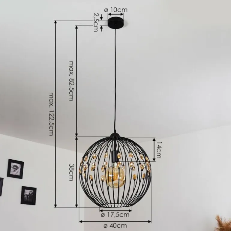 Suspension Tawasu Noir, 1 lumière