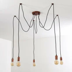 Suspension Tenna Cuivre, Noir, 5 lumières