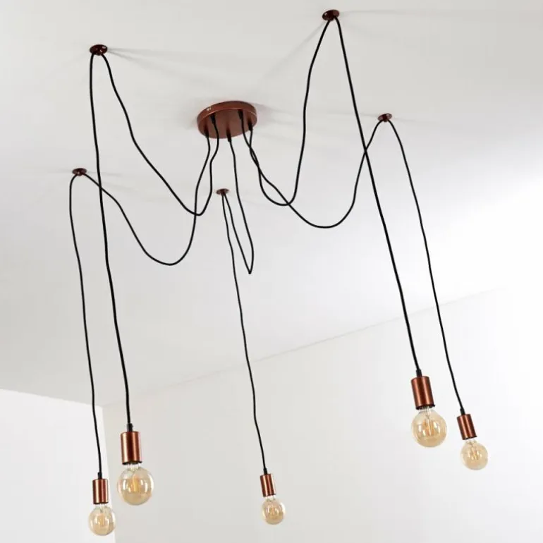 Suspension Tenna Cuivre, Noir, 5 lumières