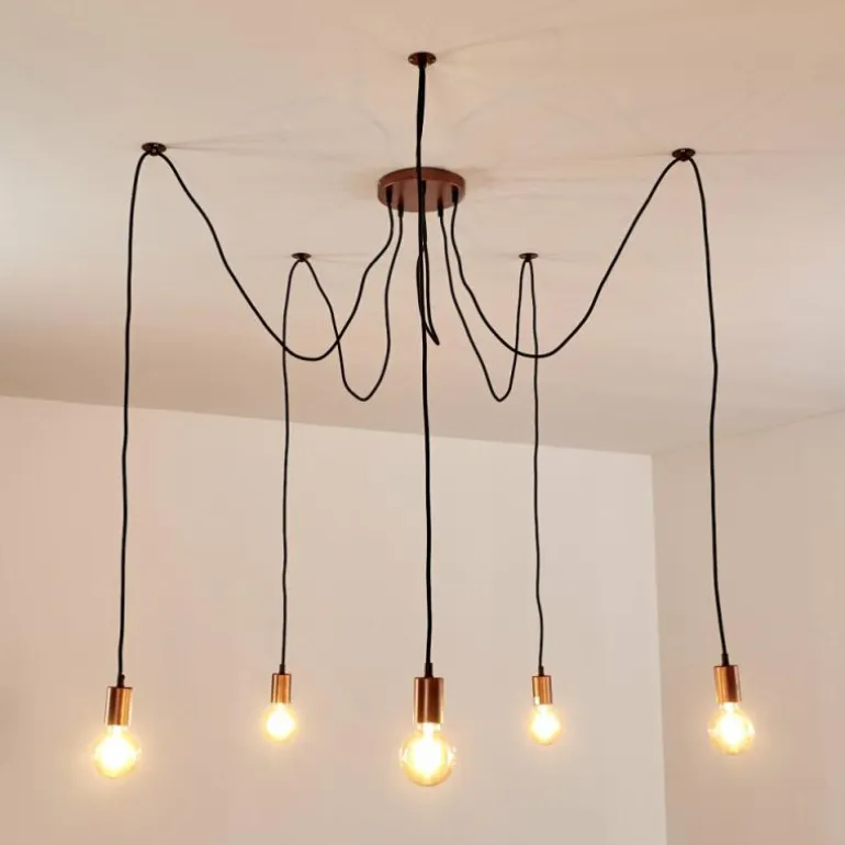 Suspension Tenna Cuivre, Noir, 5 lumières