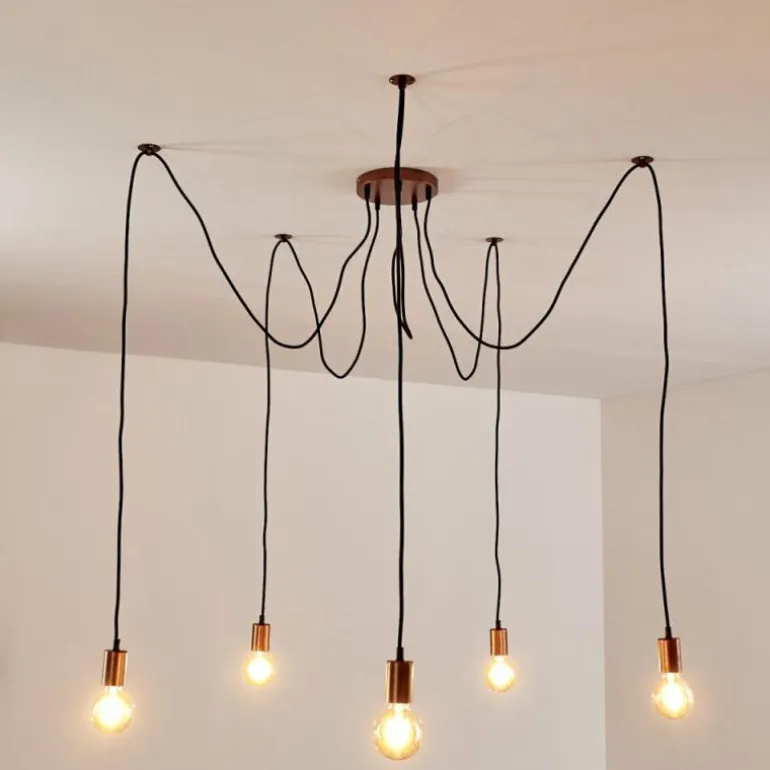 Suspension Tenna Cuivre, Noir, 5 lumières