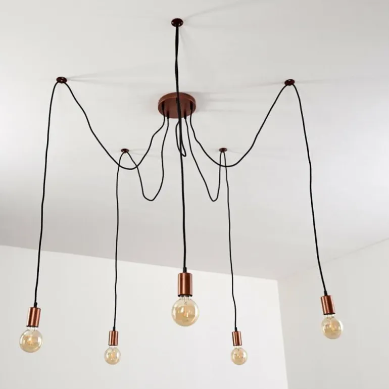 Suspension Tenna Cuivre, Noir, 5 lumières