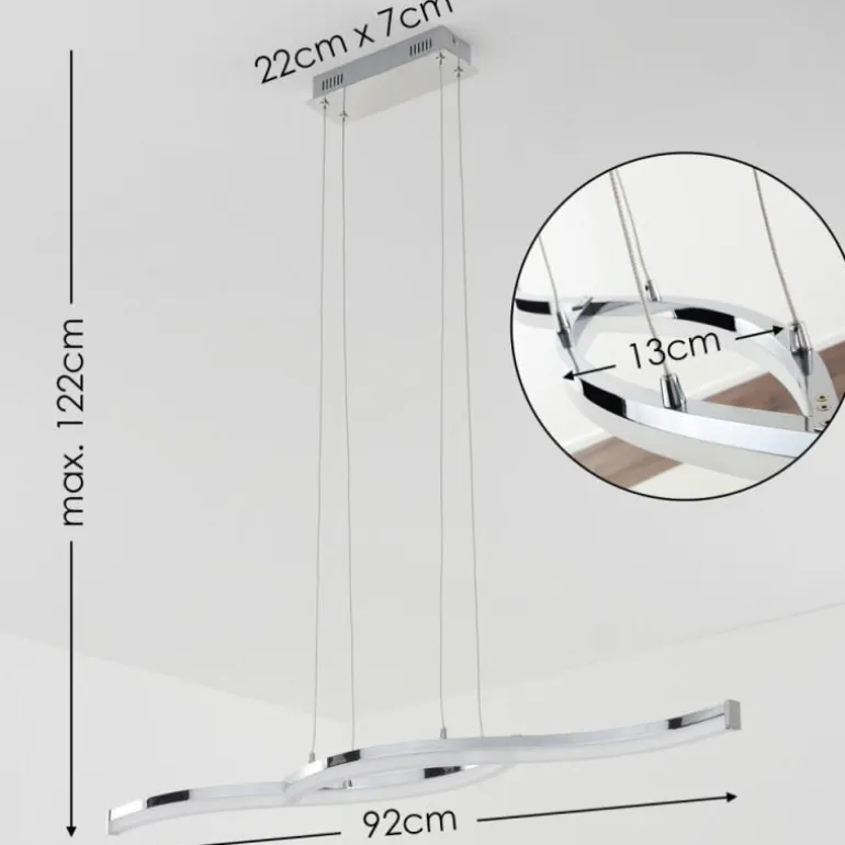 Suspension Thilo LED Chrome, 2 lumières