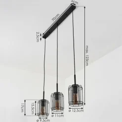 Suspension Thusis Noir, 3 lumières