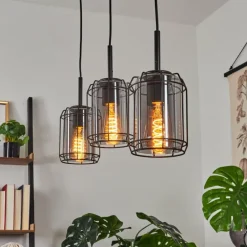Suspension Thusis Noir, 3 lumières