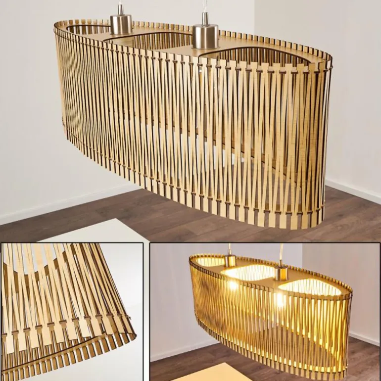 Suspension Timmele Bois clair, 2 lumières