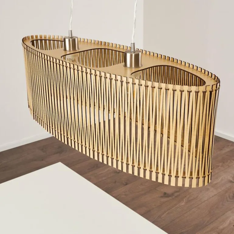 Suspension Timmele Bois clair, 2 lumières