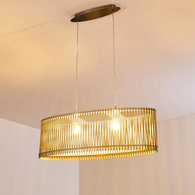 Suspension Timmele Bois clair, 2 lumières